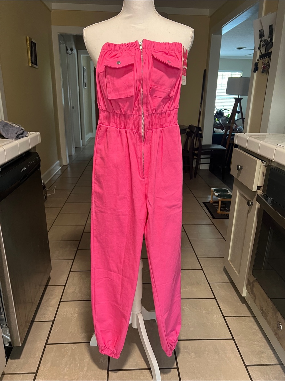 NEW Tub Top Jumpsuit BARBIE PINK